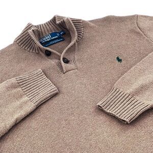 Polo Ralph Lauren Vintage Size X-Large Sweater Pullover Shawl Neck 1/4 Button
